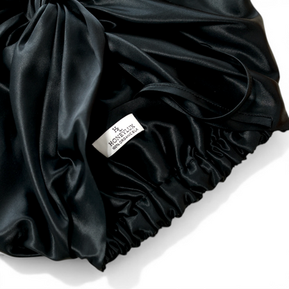 Organic Silk Hair Bonnet - Midnight Black
