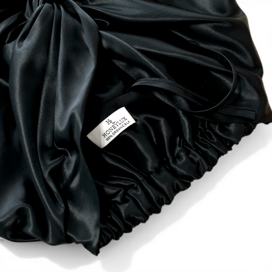 Organic Silk Hair Bonnet - Midnight Black