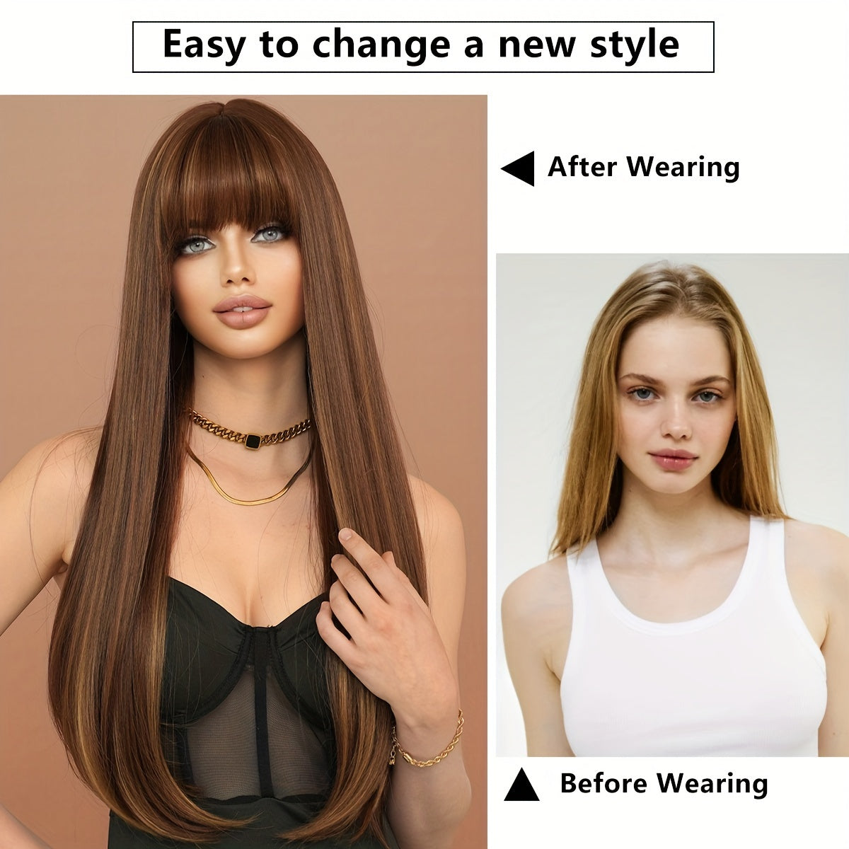 Chic Ombre Honey Brown Wig