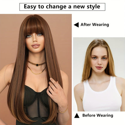 Chic Ombre Honey Brown Wig