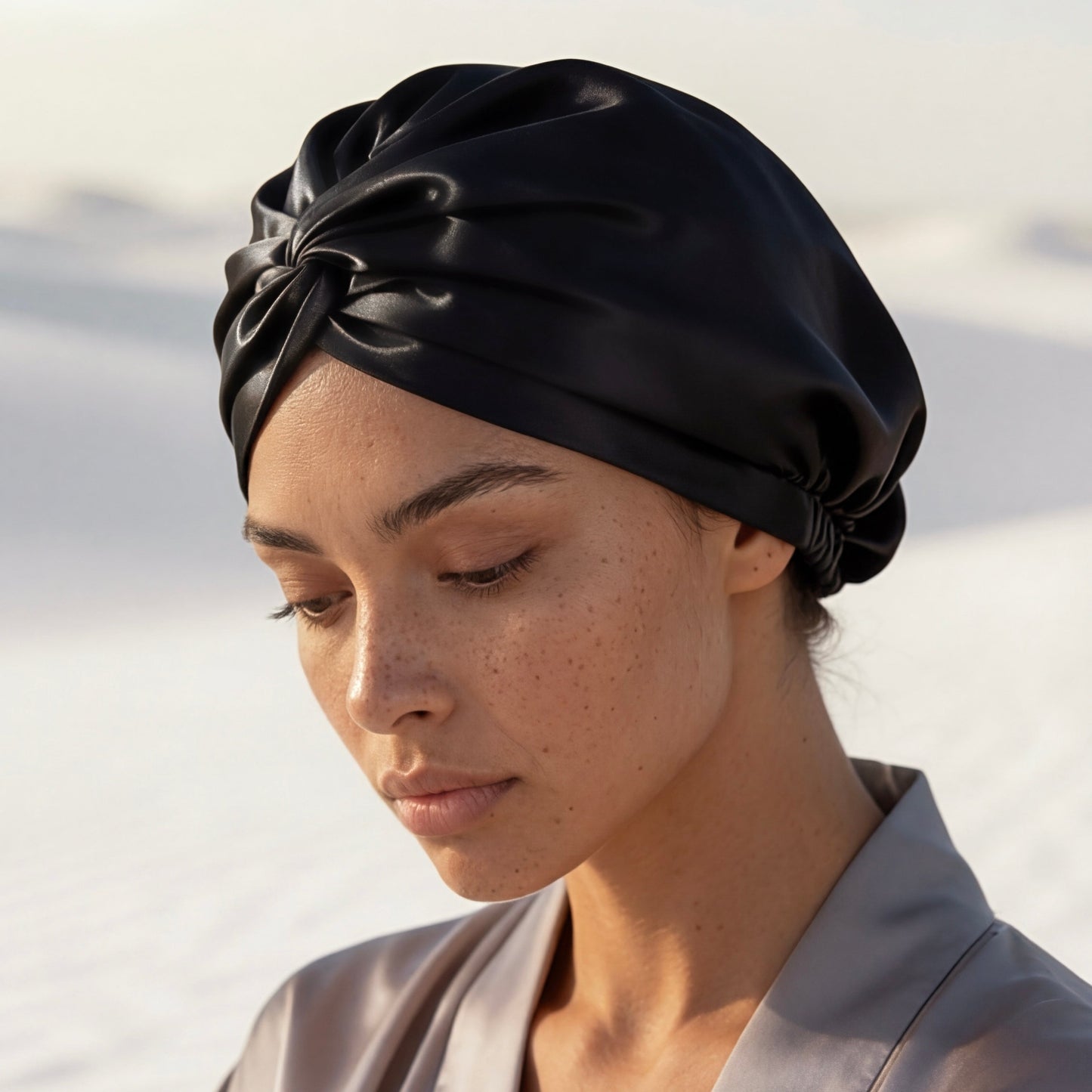 Organic Silk Hair Bonnet - Midnight Black