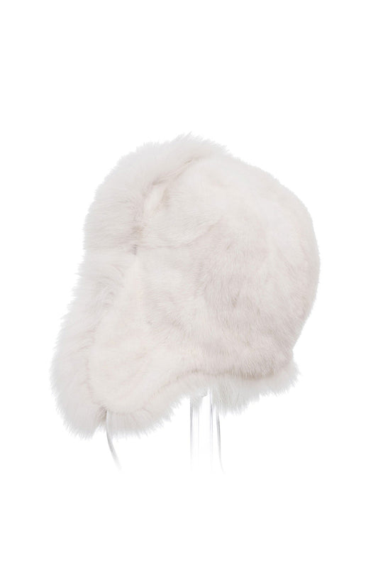 White Genuine Arctic Fox and Mink Fur Hat