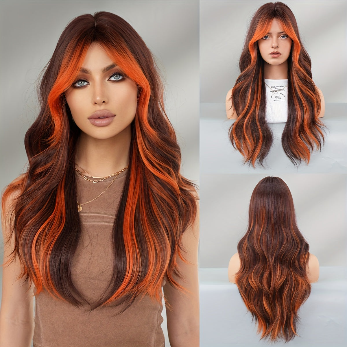 NAMM Glamorous Black & Green Highlight Wig