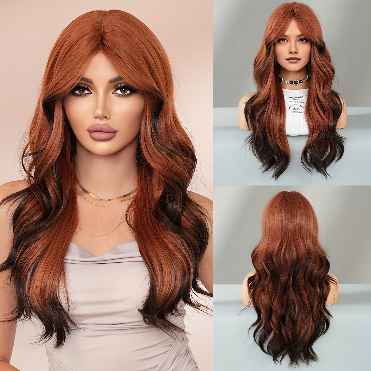 NAMM Glamorous Black & Green Highlight Wig