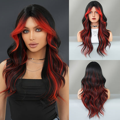 NAMM Glamorous Black & Green Highlight Wig