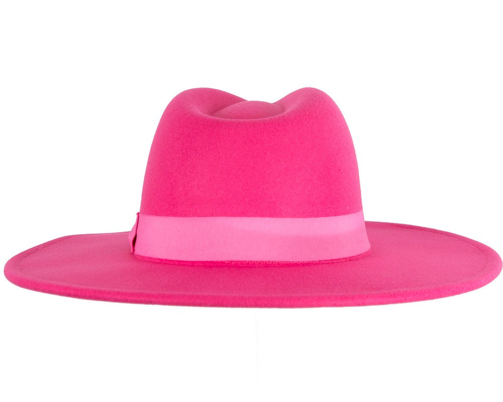 Hot pink wide brim fedora hat