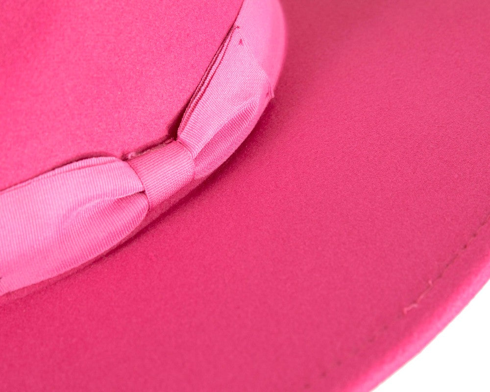Hot pink wide brim fedora hat
