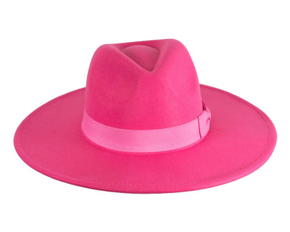 Hot pink wide brim fedora hat