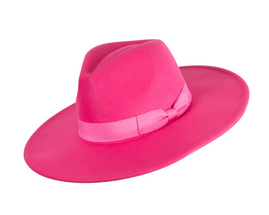 Hot pink wide brim fedora hat