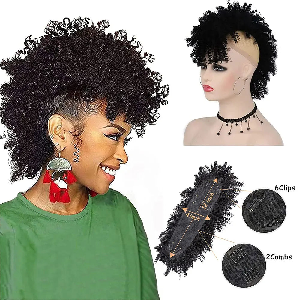 Synthetic High Puff Afro Mohawk Ponytail Extension