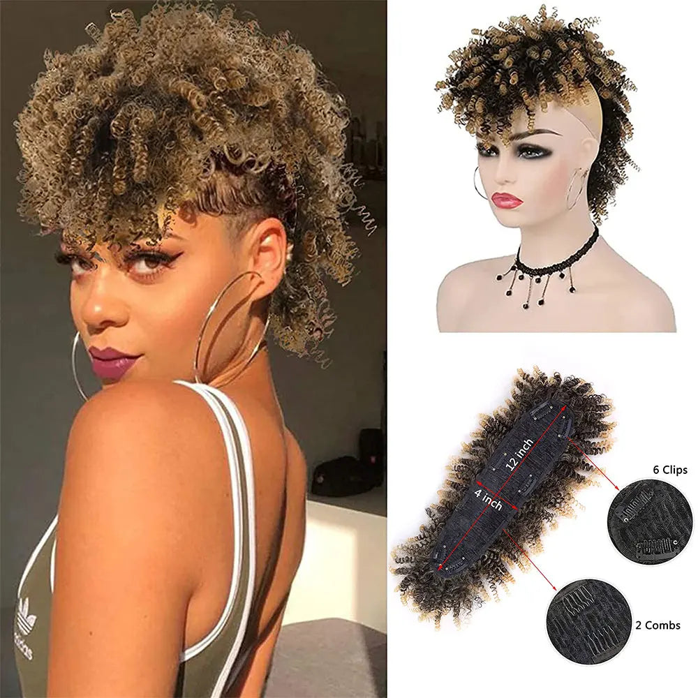 Synthetic High Puff Afro Mohawk Ponytail Extension