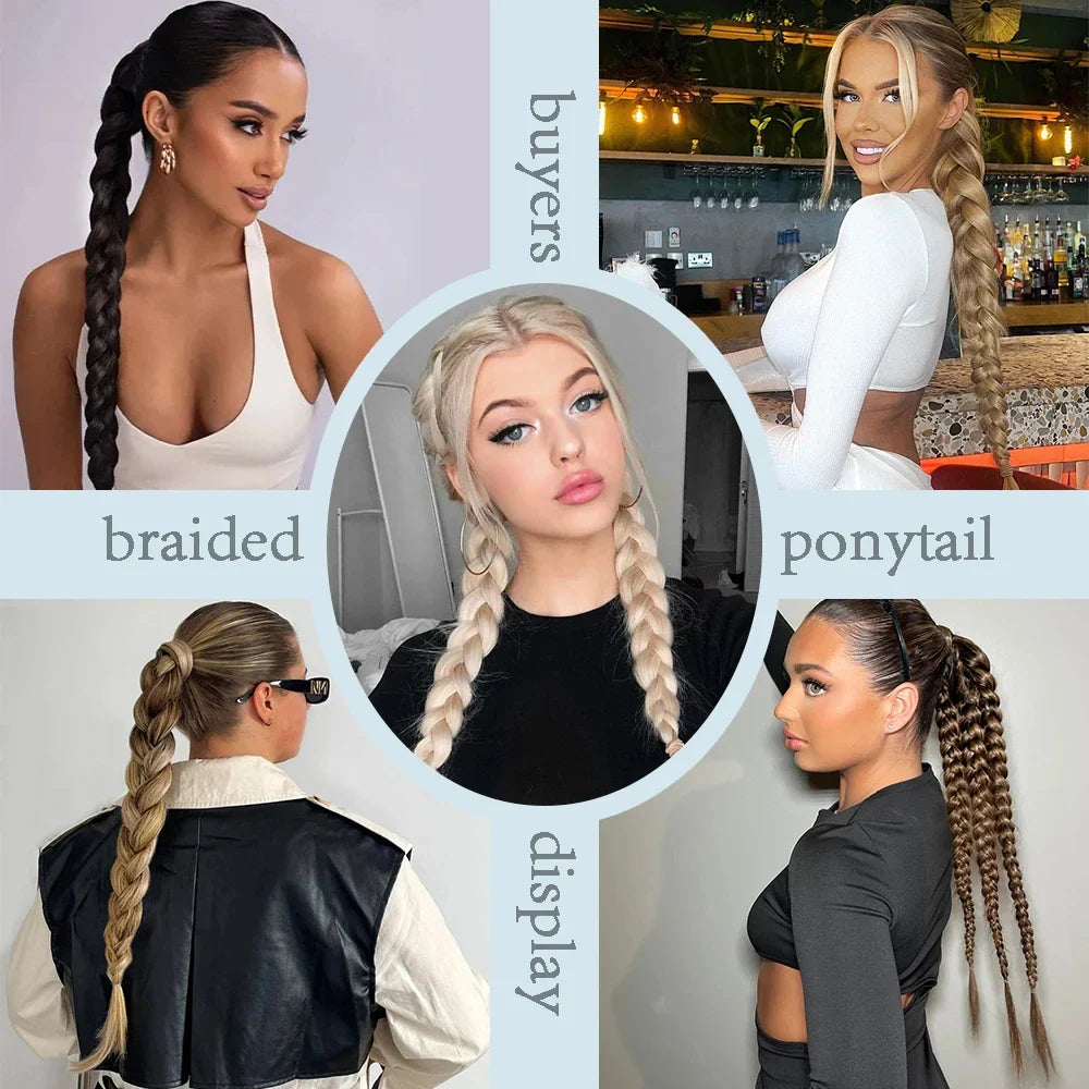 Synthetic Long Twist Braid Ponytail Extensions