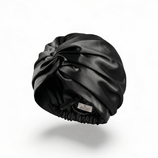 Organic Silk Hair Bonnet - Midnight Black
