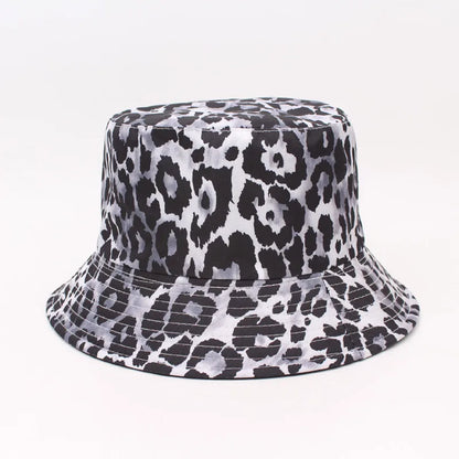Trendy Double-Sided Wear Digital Print Leopard Pattern Fisherman Hat Women's Sunshade Cap Unisex Couple's Bucket Hat