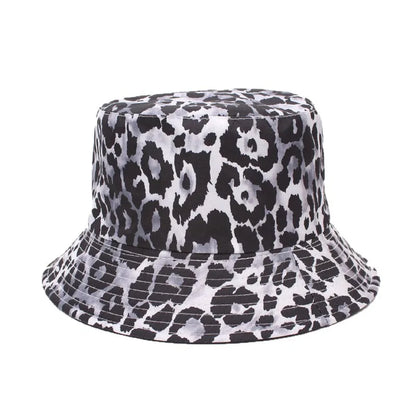 Trendy Double-Sided Wear Digital Print Leopard Pattern Fisherman Hat Women's Sunshade Cap Unisex Couple's Bucket Hat