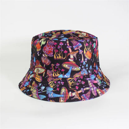 Double-Sided Fisherman Hat Women's Floral Print Sunshade Leaf Animal Cartoon Bucket Cap Spring Summer Elegant Casual Style