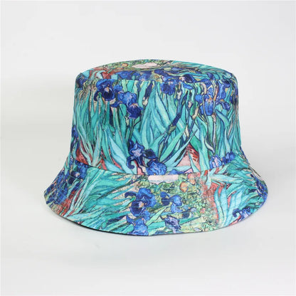 Double-Sided Fisherman Hat Women's Floral Print Sunshade Leaf Animal Cartoon Bucket Cap Spring Summer Elegant Casual Style