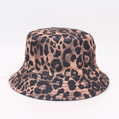Trendy Double-Sided Wear Digital Print Leopard Pattern Fisherman Hat Women's Sunshade Cap Unisex Couple's Bucket Hat