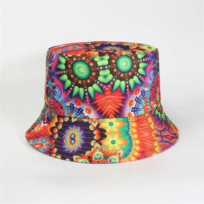 Double-Sided Fisherman Hat Women's Floral Print Sunshade Leaf Animal Cartoon Bucket Cap Spring Summer Elegant Casual Style