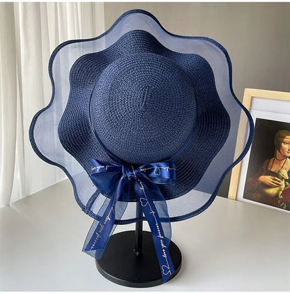 Straw Hat Women's Summer Beach Seaside Travel Sunshade Holiday Sunscreen Big Hat Brim Big Rim Cool Hat Internet Red Sun Hat