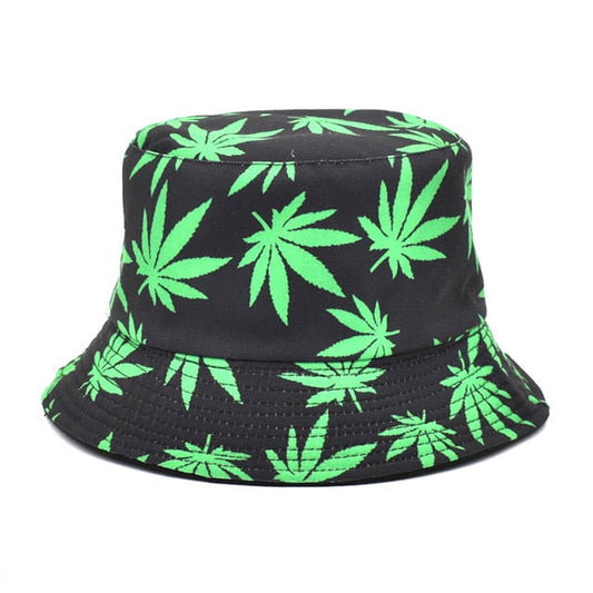 Panama Women Reversible Bucket Hats Leaf Printed Hip Hop Sun Hat Men Cotton Casual Fisherman Hats Caps